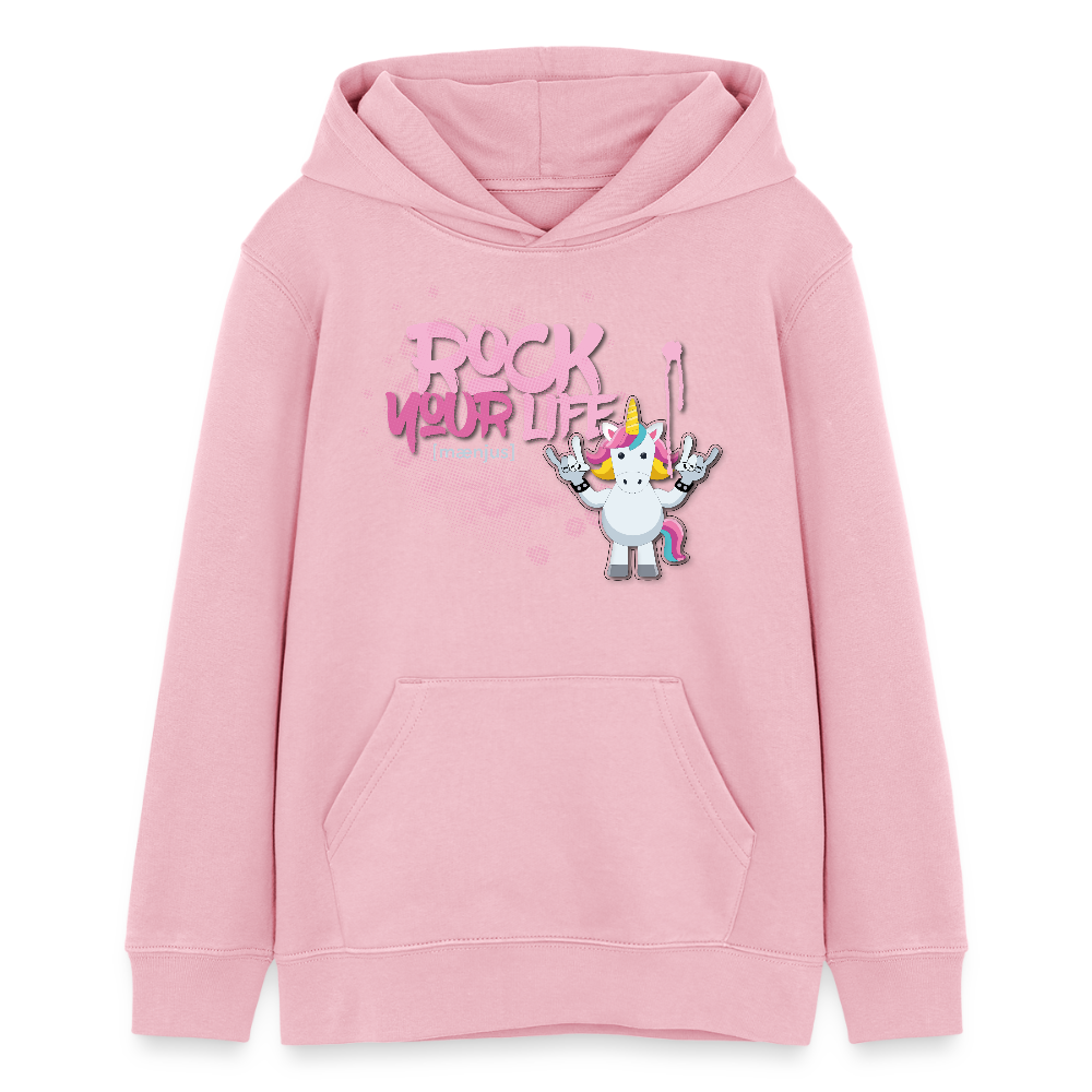 Teens Bio-Hoodie mit ROCK YOUR LIFE PRINT - Hellrosa