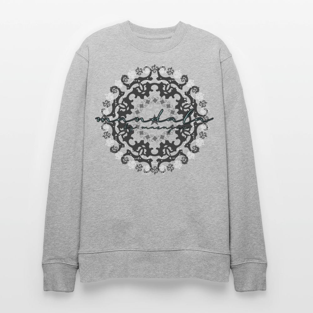 Unisex Bio-Sweatshirt mit BLACK MANDALA PRINT - Grau meliert