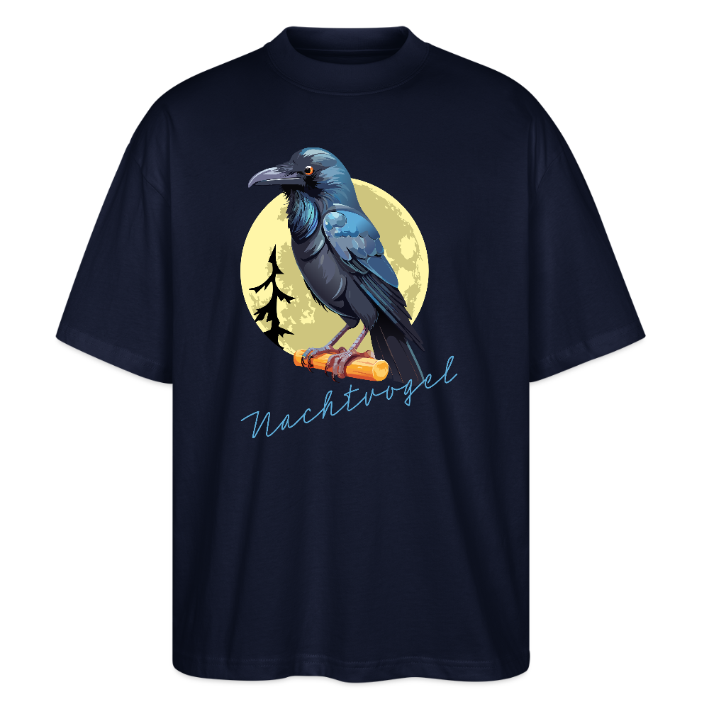 Oversized Unisex T-Shirt mit NACHTVOGL PRINT - Navy
