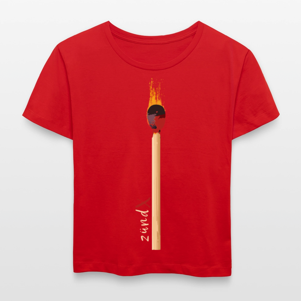 Frauen Bio Rundhals T-Shirt mit zündX PRINT - Rot