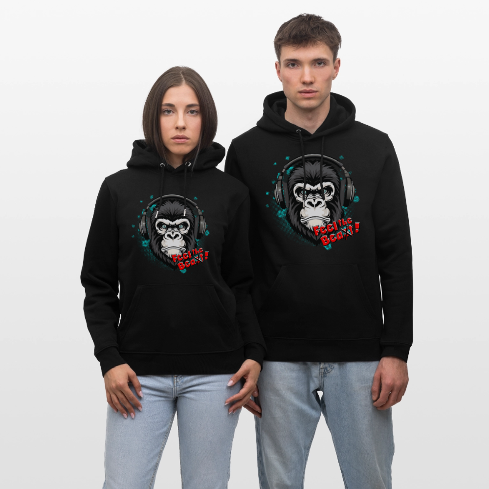 Unisex Hoodie mit FEEL THE BEA(S)T PRINT - Schwarz