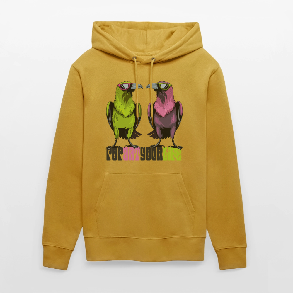 Unisex Hoodie mit POPART YOUR LIFE PRINT - Ocker