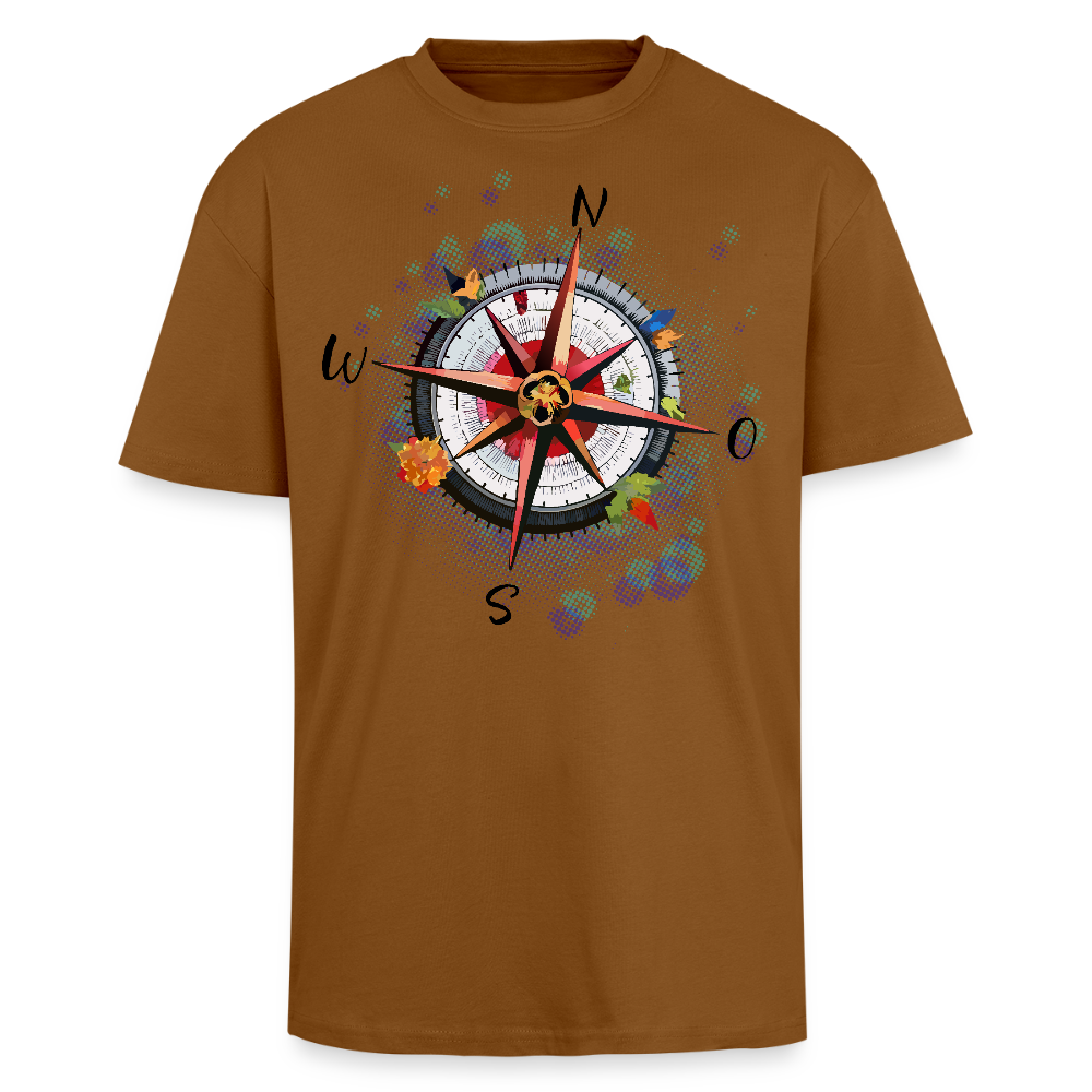 Heavy Oversize T-Shirt mit WINDROSE PRINT - Toffee