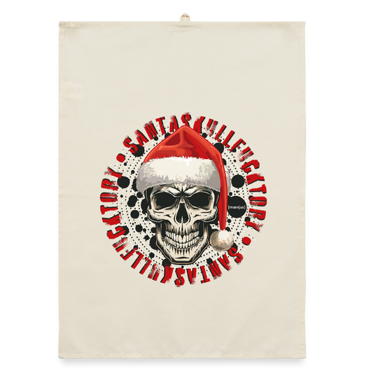 Organic Geschirrtuch mit SANTASKULL FUCKTORY PRINT - Natur