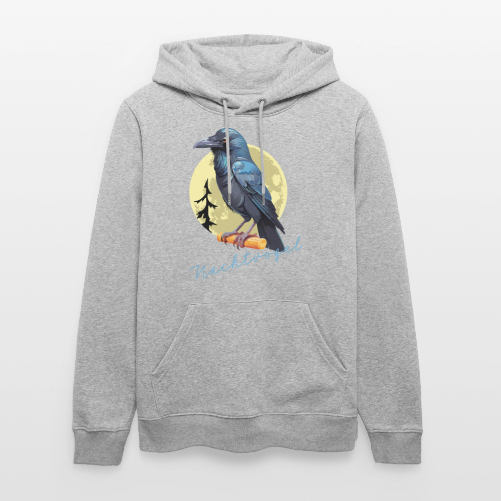 Unisex Hoodie mit NACHTVOGEL PRINT - Grau meliert