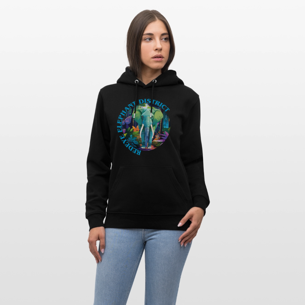 Unisex Bio-Hoodie mit REDEYE ELEPHANT DISTRICT PRINT - Schwarz