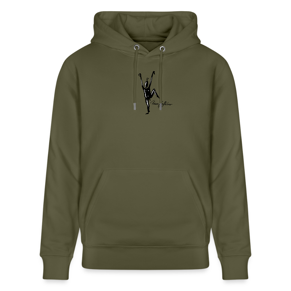 Unisex Bio-Hoodie mit TUSCHEMÄNNCHEN PRINT - Khaki Grün