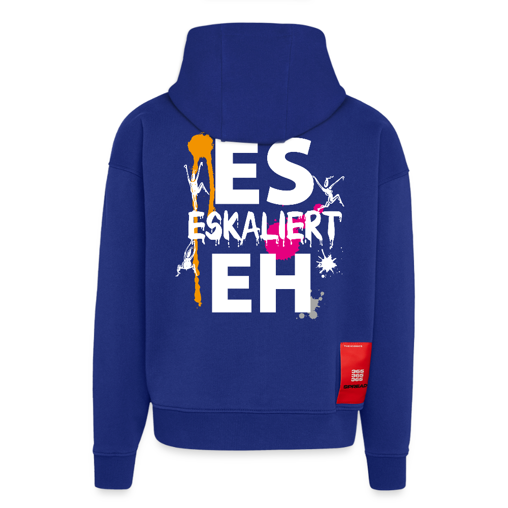 Heavyweight Oversized Organic Hoodie mit ES ESKALIERT EH PRINT - Iconic Blue
