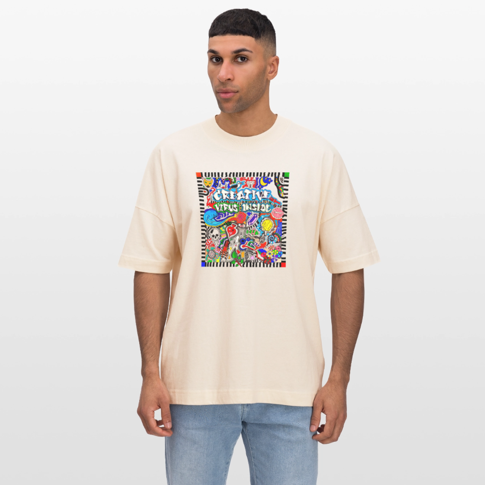 Oversized Unisex Bio T-Shirt mit CREATIVE VIRUS INSIDE PRINT Vorderseite - Weißgrau