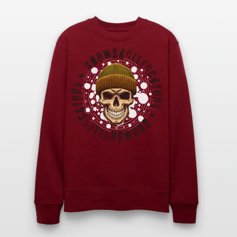 Unisex Bio-Sweatshirt mit SNOWSKULL PRINT - Burgunderrot