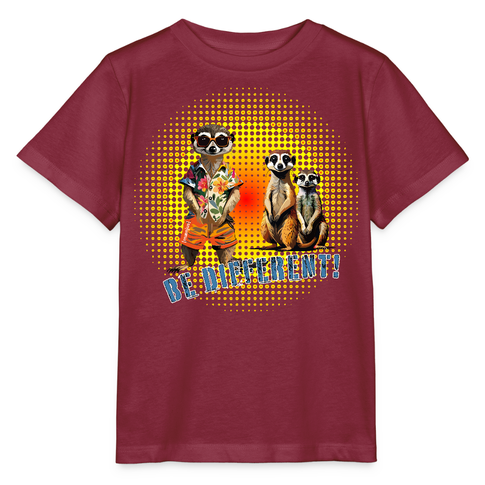 MNJS KIDS Bio T-Shirt mit BE DIFFERENT PRINT - Burgunderrot