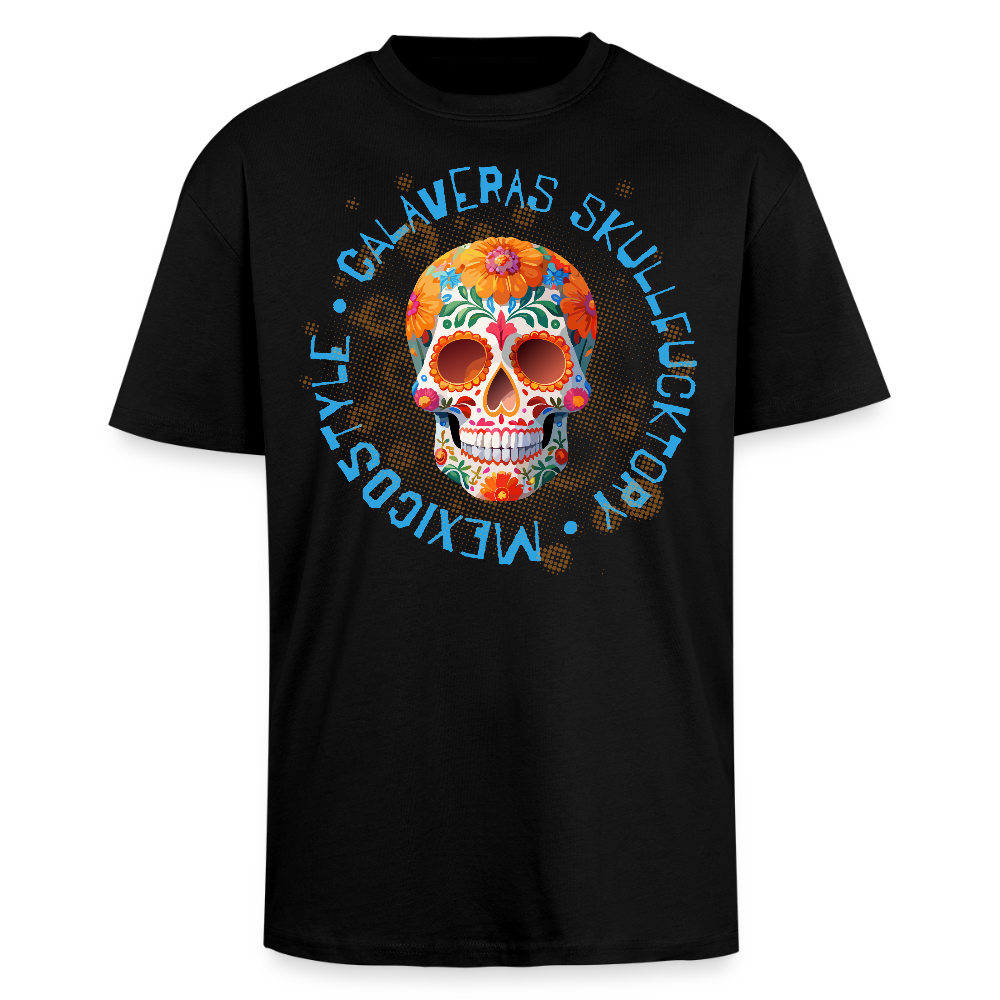 Heavy Oversize T-Shirt mit CALAVERAS SKULL PRINT - Schwarz