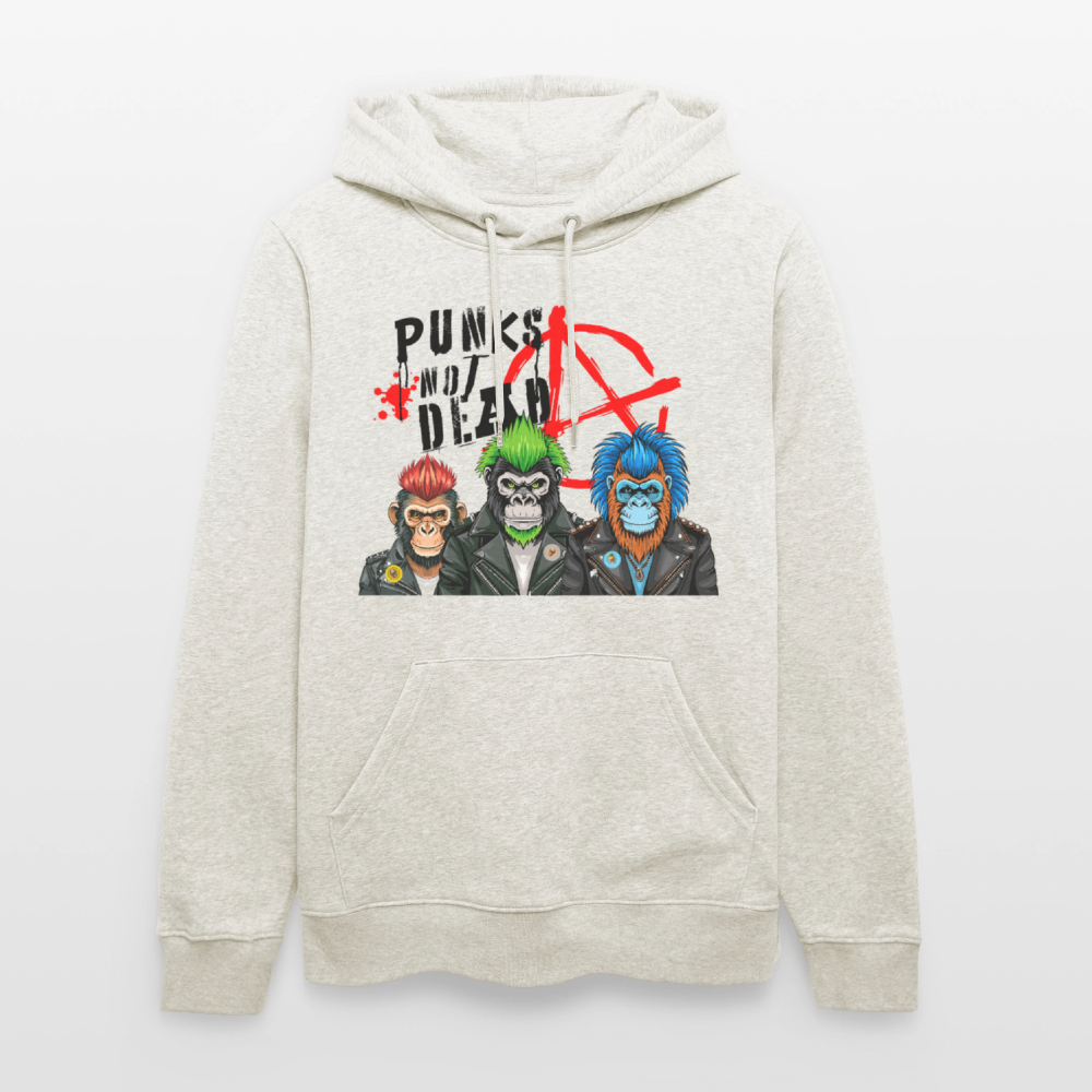 Unisex Hoodie mit PUNKS NOT DEAD PRINT - Beige meliert