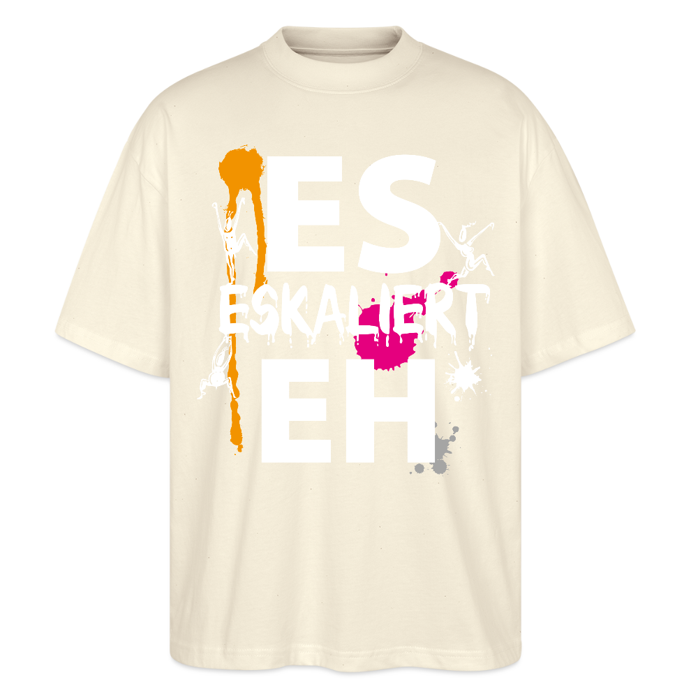 Oversized Unisex T-Shirt mit ES ESKALIERT EH PRINT - Weißgrau