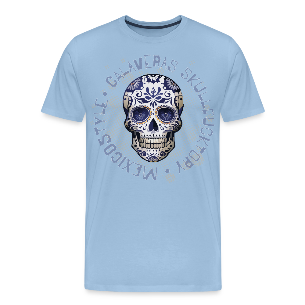 Männer Premium T-Shirt mit CALAVERAS SKULL PRINT - Sky