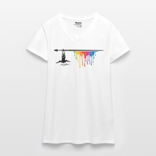 Bio Frauen T-Shirt mit V-Ausschnitt und MÄNNLE PRINT - Weiß