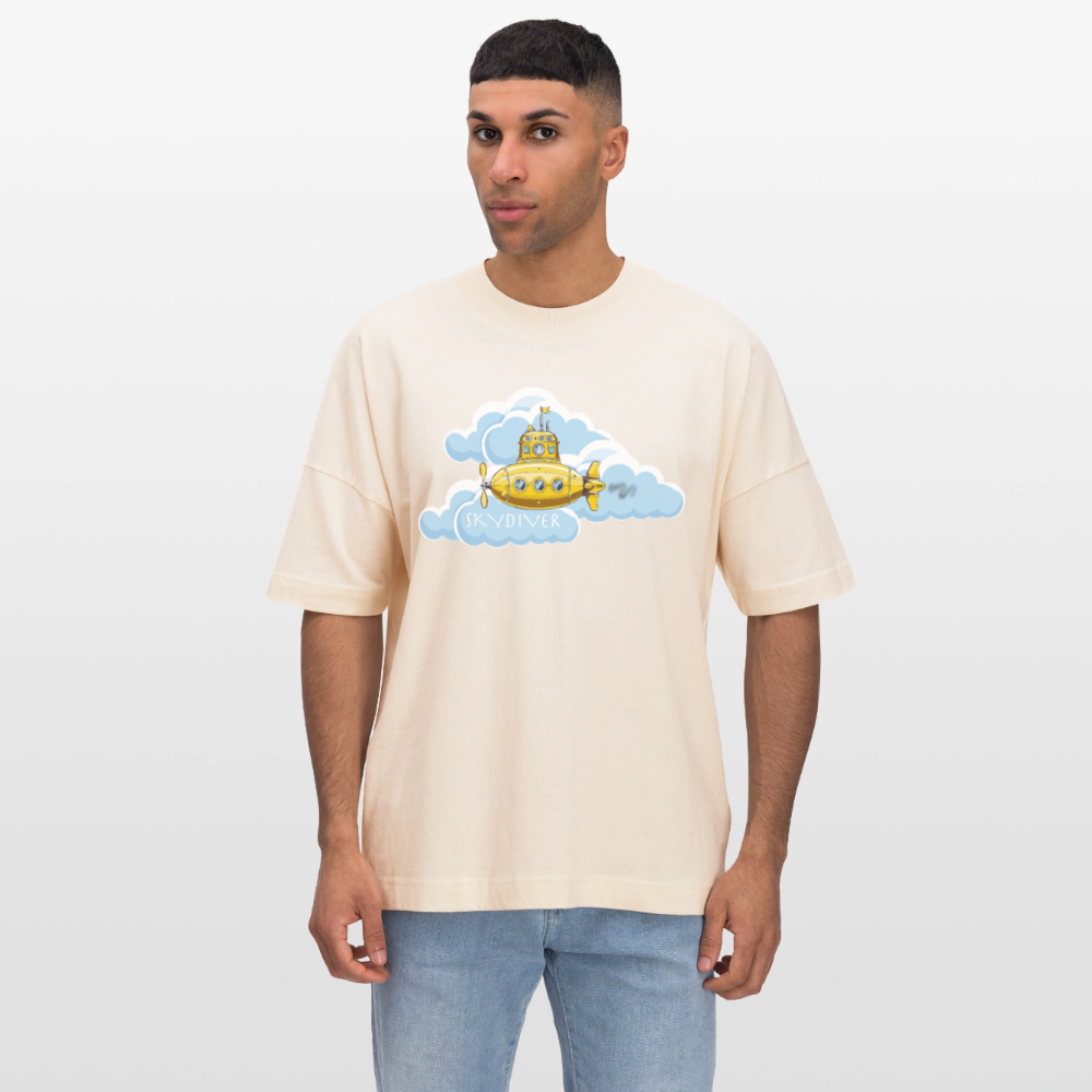 Oversized Unisex Bio T-Shirt mit SKYDIVER PRINT - Weißgrau