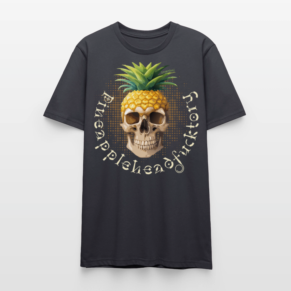 Unisex T-Shirt mit PINEAPPLEHEAD SKULL PRINT Vorderseite - Dunkles Graublau