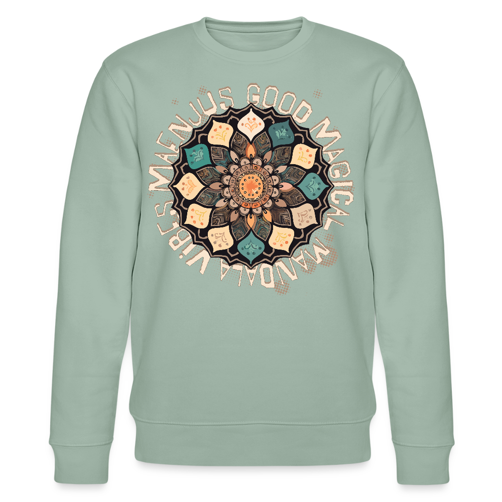 Unisex Bio-Sweatshirt mit MANDALA VIBES PRINT - Helles Graugrün