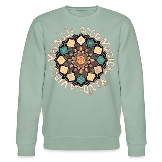 Unisex Bio-Sweatshirt mit MANDALA VIBES PRINT - Helles Graugrün