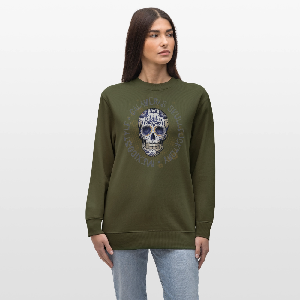 Unisex Bio-Sweatshirt mit CALAVERAS SKULL PRINT - Khaki