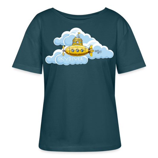 Frauen T-Shirt mit SKYDIVER PRINT - Dunkles Petrol