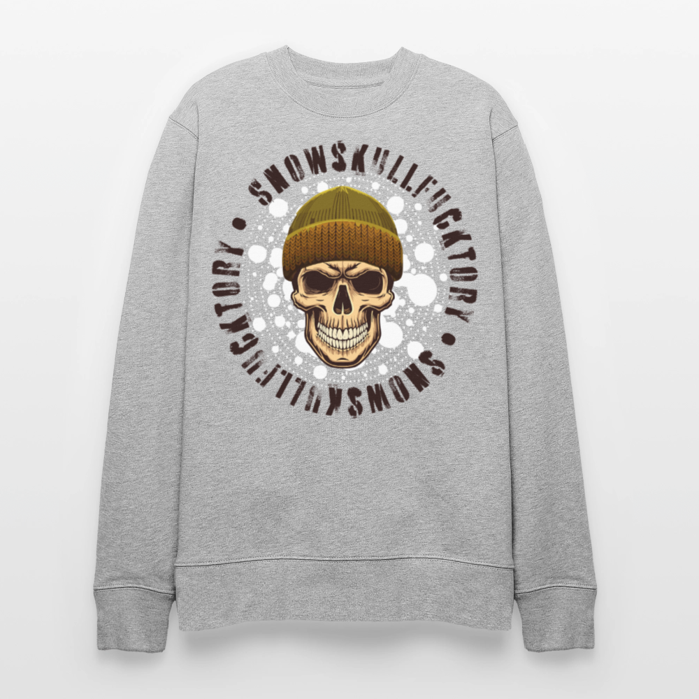 Unisex Bio-Sweatshirt mit SNOWSKULL PRINT - Grau meliert