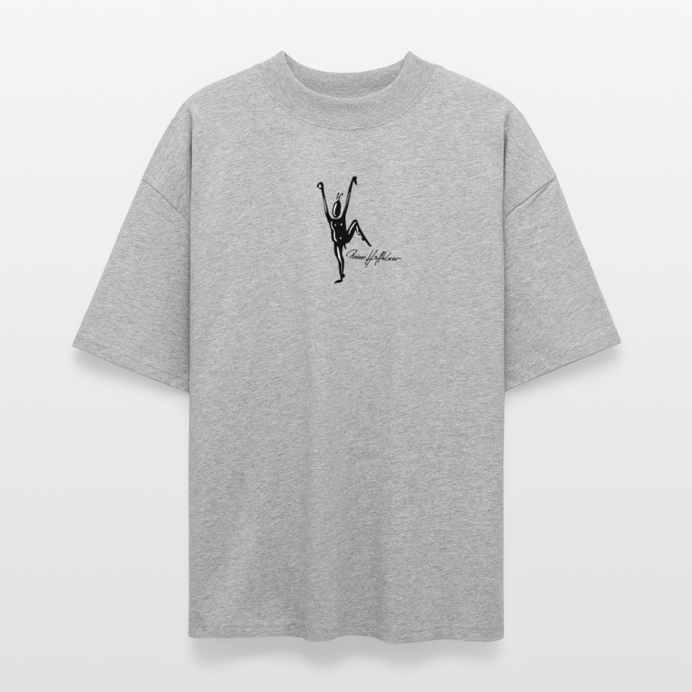 Oversized Unisex Bio T-Shirt mit TUSCHEMÄNNCHEN PRINT - Grau meliert