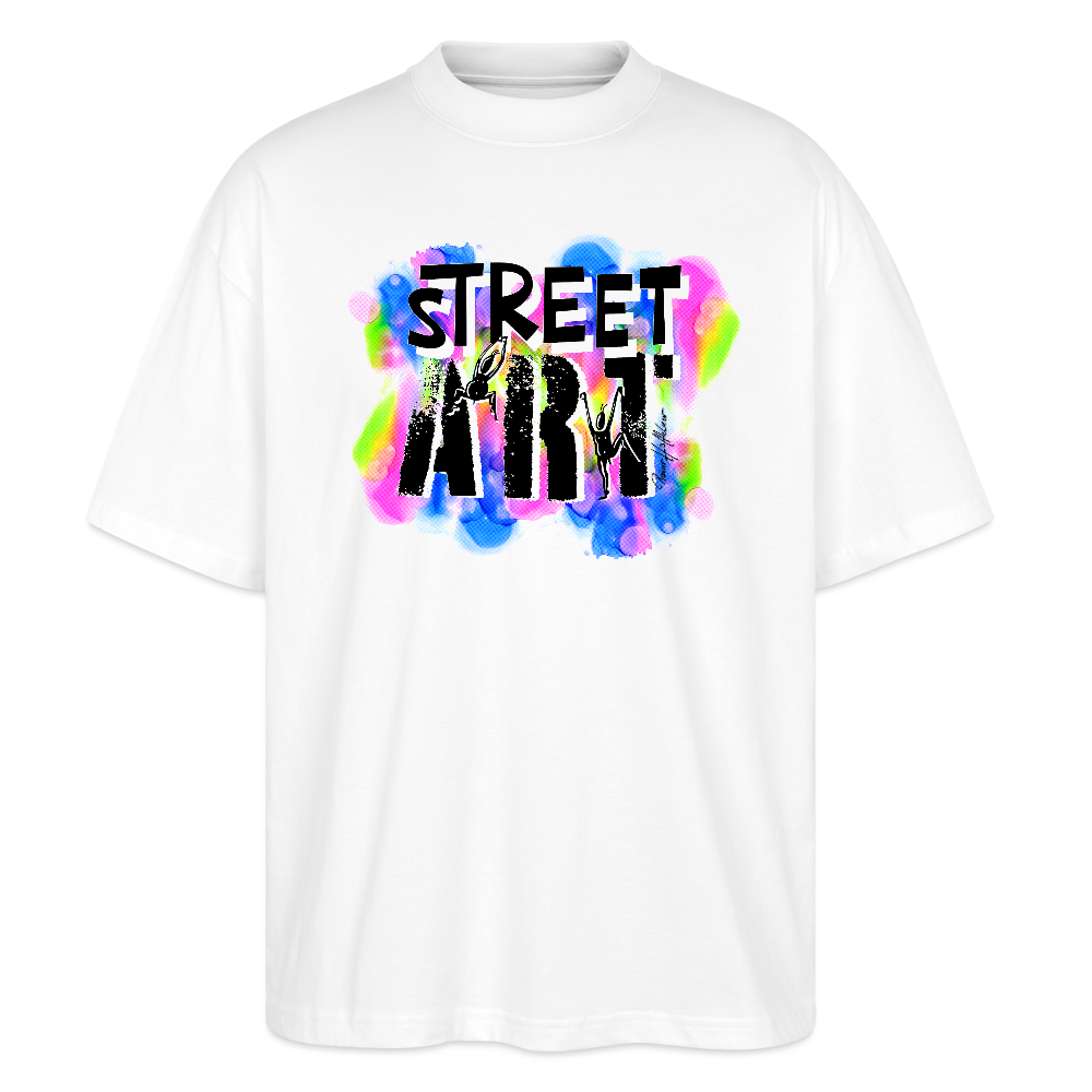 Oversized Unisex Bio T-Shirt mit STREET ART PRINT - Weiß