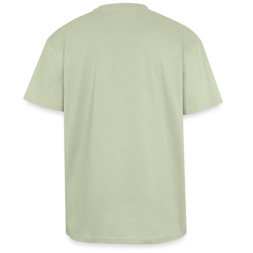 Heavy Oversize T-Shirt mit ROSEN DIE LIEBE UND DER TOD HABEN DORNEN PRINT - Leichtes Salbeigrün