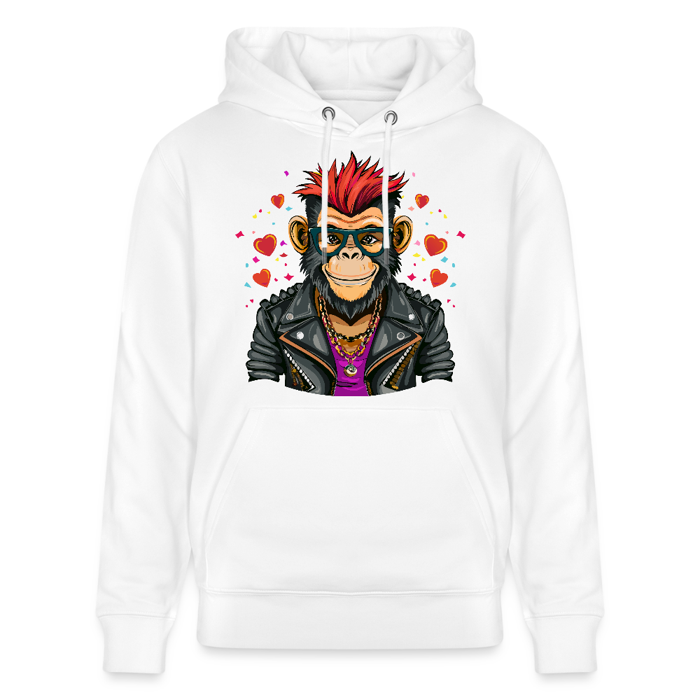 Unisex Hoodie mit MONKEY IN LOVE PRINT - Weiß