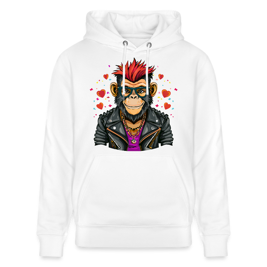Unisex Hoodie mit MONKEY IN LOVE PRINT - Weiß