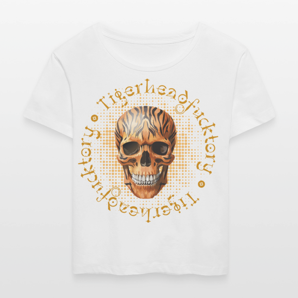 Frauen T-Shirt mit TIGERHEAD SKULL PRINT - Weiß
