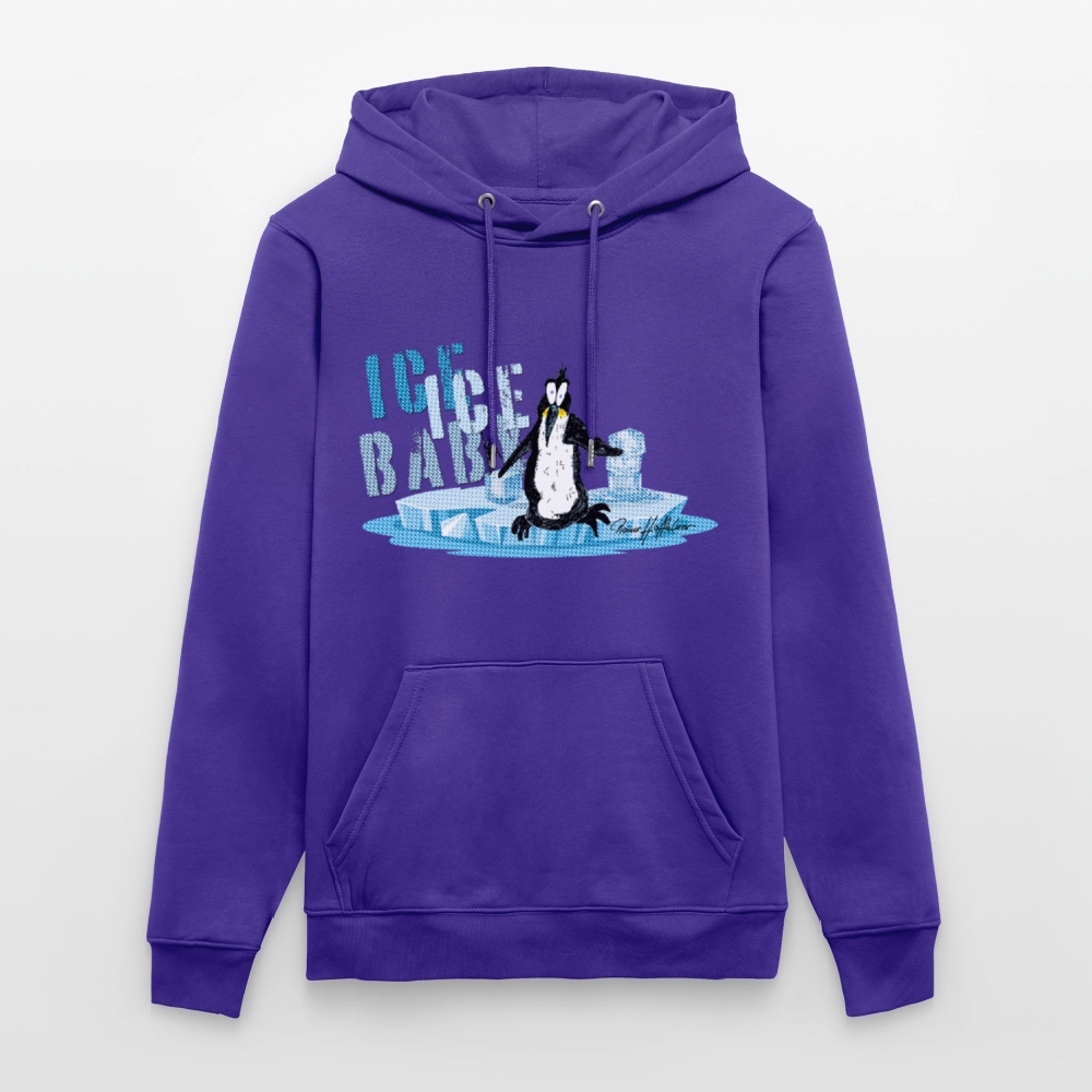 Unisex Bio-Hoodie mit ICE ICE BABY PINGUIN PRINT - Purple Love