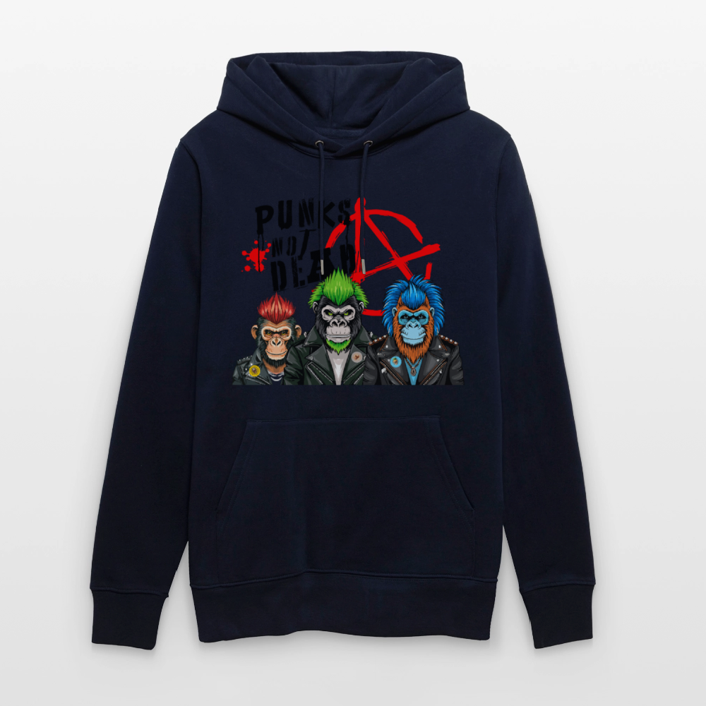 Unisex Hoodie mit PUNKS NOT DEAD PRINT - Navy