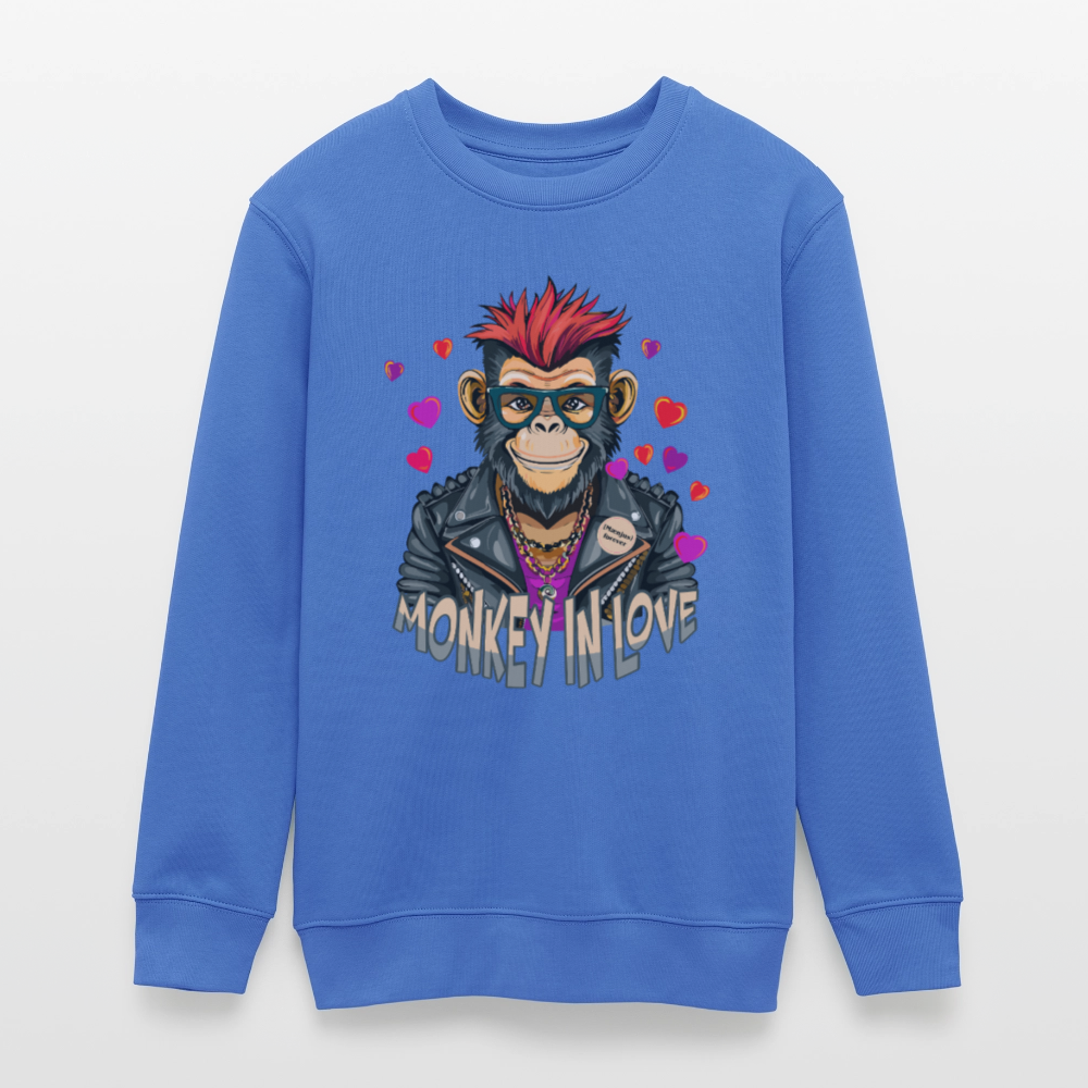 MNJS TEENS Bio Sweatshirt mit MONKEY IN LOVE PRINT - carolina Blue