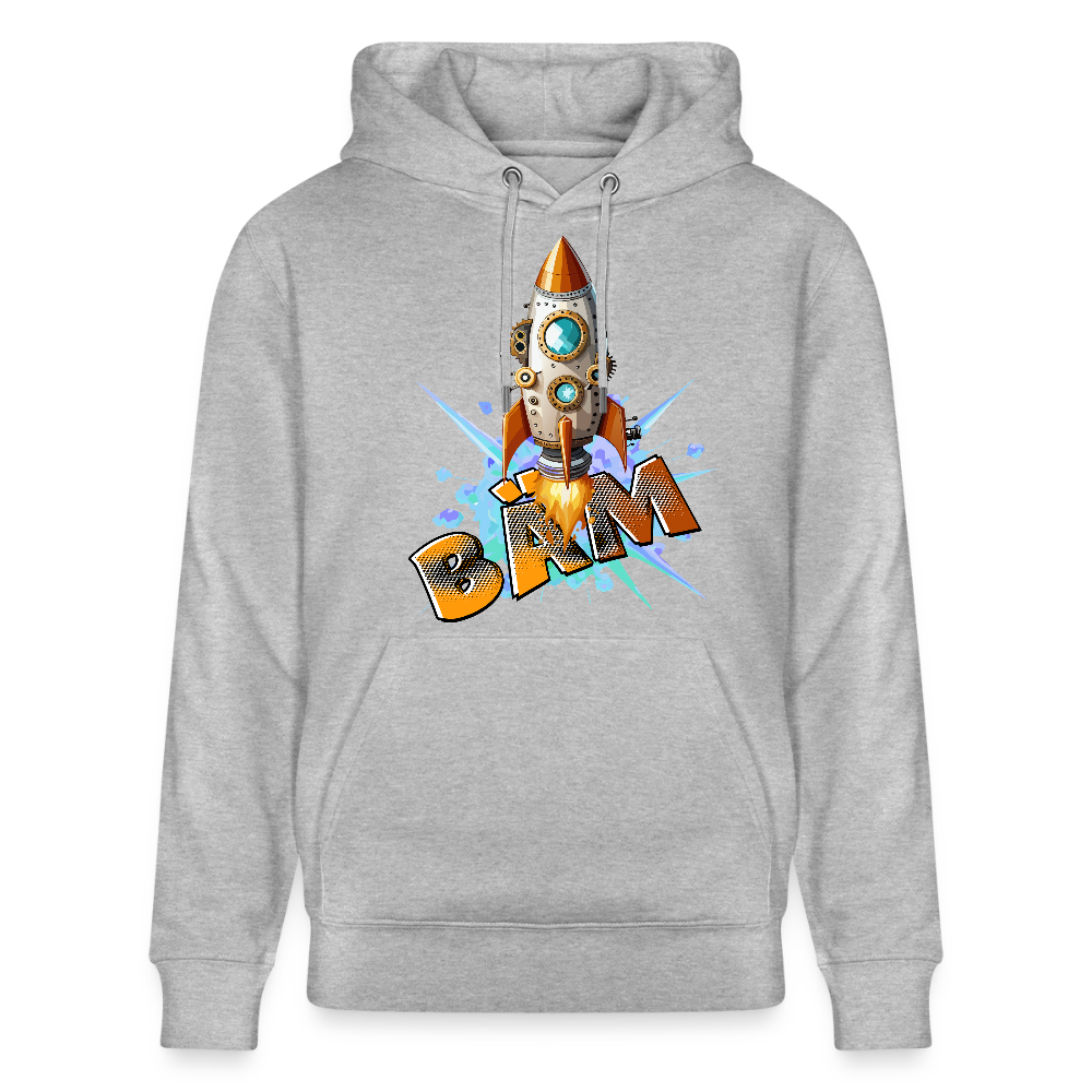 Unisex Hoodie mit RAKETE PRINT - Grau meliert