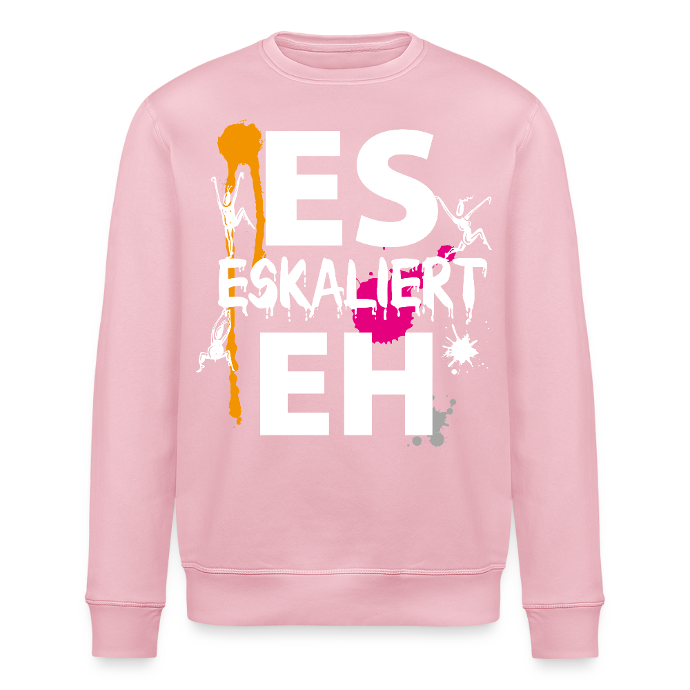Unisex Bio-Sweatshirt mit ES ESKALIERT EH PRINT - Hellrosa
