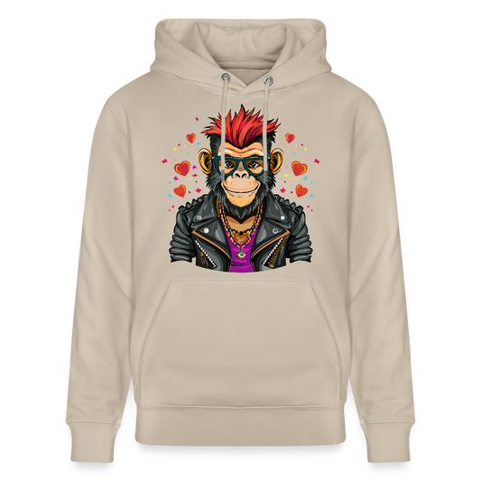 Unisex Hoodie mit MONKEY IN LOVE PRINT - Beige