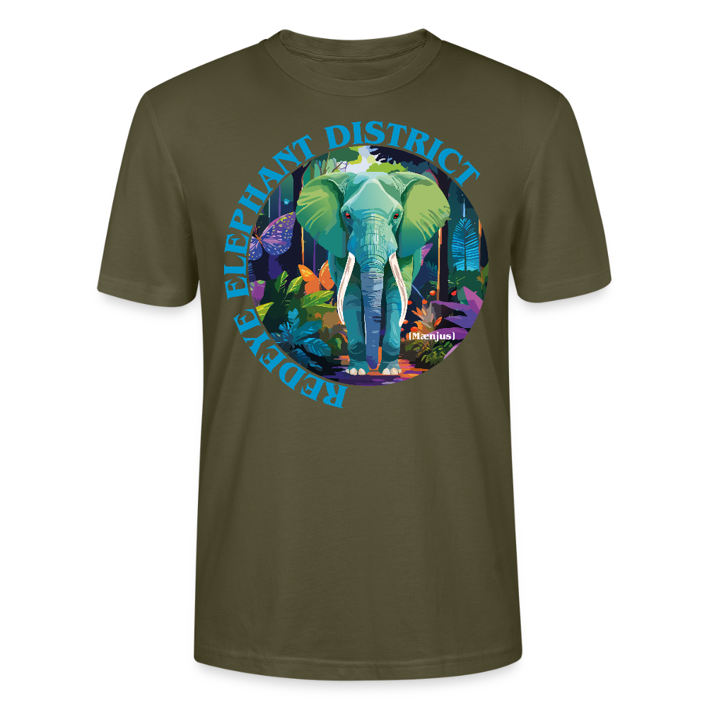 Unisex T-Shirt mit REDEYE ELEPHANT DISTRICT PRINT Vorderseite - Khaki