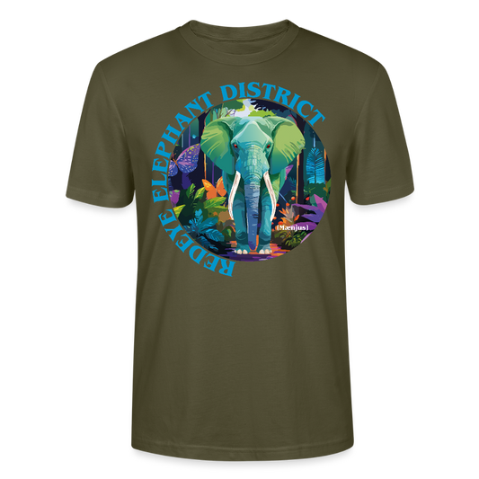 Unisex T-Shirt mit REDEYE ELEPHANT DISTRICT PRINT Vorderseite - Khaki