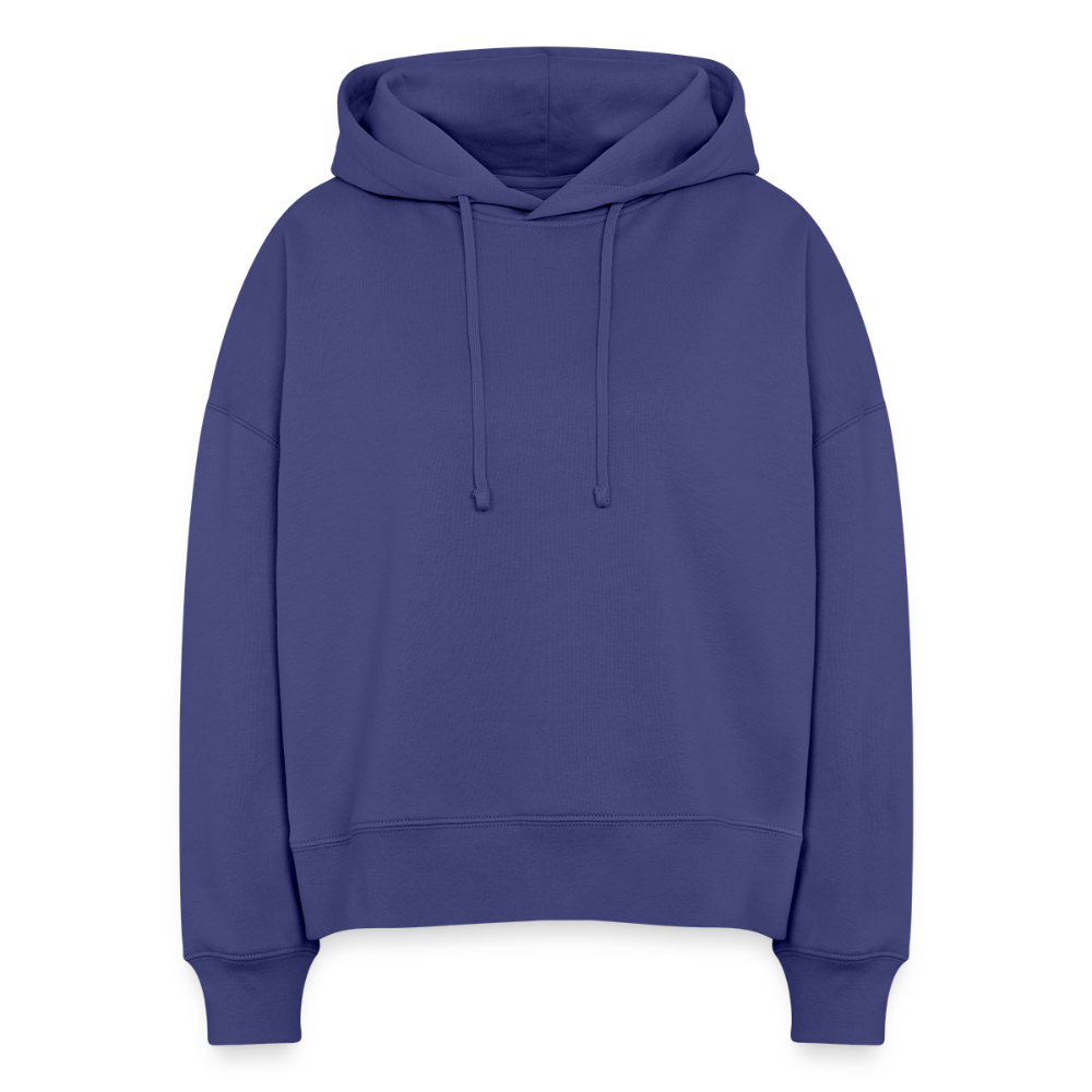 Boxy Frauen Bio Hoodie mit DELIKATEZZA SARDINE PRINT RÜCKSEITE - Dämmerung