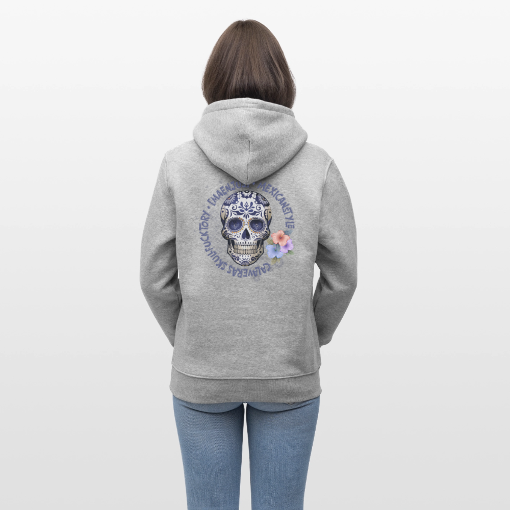 Unisex Hoodie mit MAENJUS MEXICANSTYLE PRINT Vorder- und Rückseite - Grau meliert