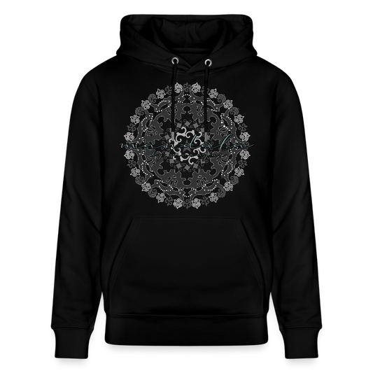 Unisex Bio-Hoodie mit BLACK MANDALA PRINT - Schwarz