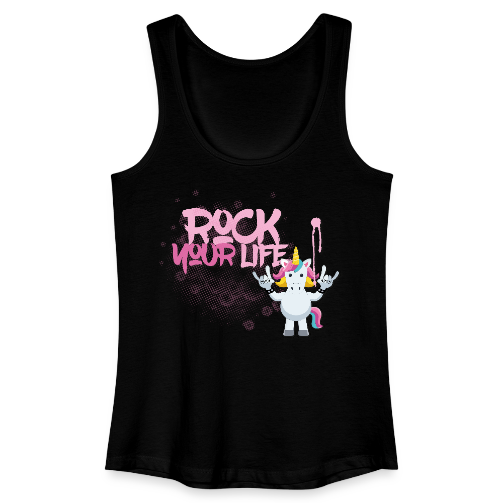 Frauen Tank Top mit ROCK YOUR LIFE PRINT - Schwarz