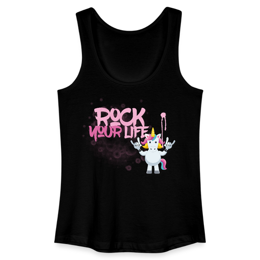 Frauen Tank Top mit ROCK YOUR LIFE PRINT - Schwarz