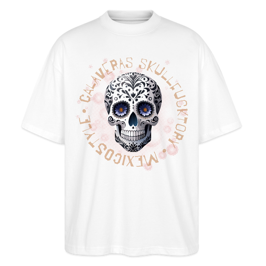 Oversized Unisex T-Shirt mit CALAVERAS SKULLPRINT - Weiß