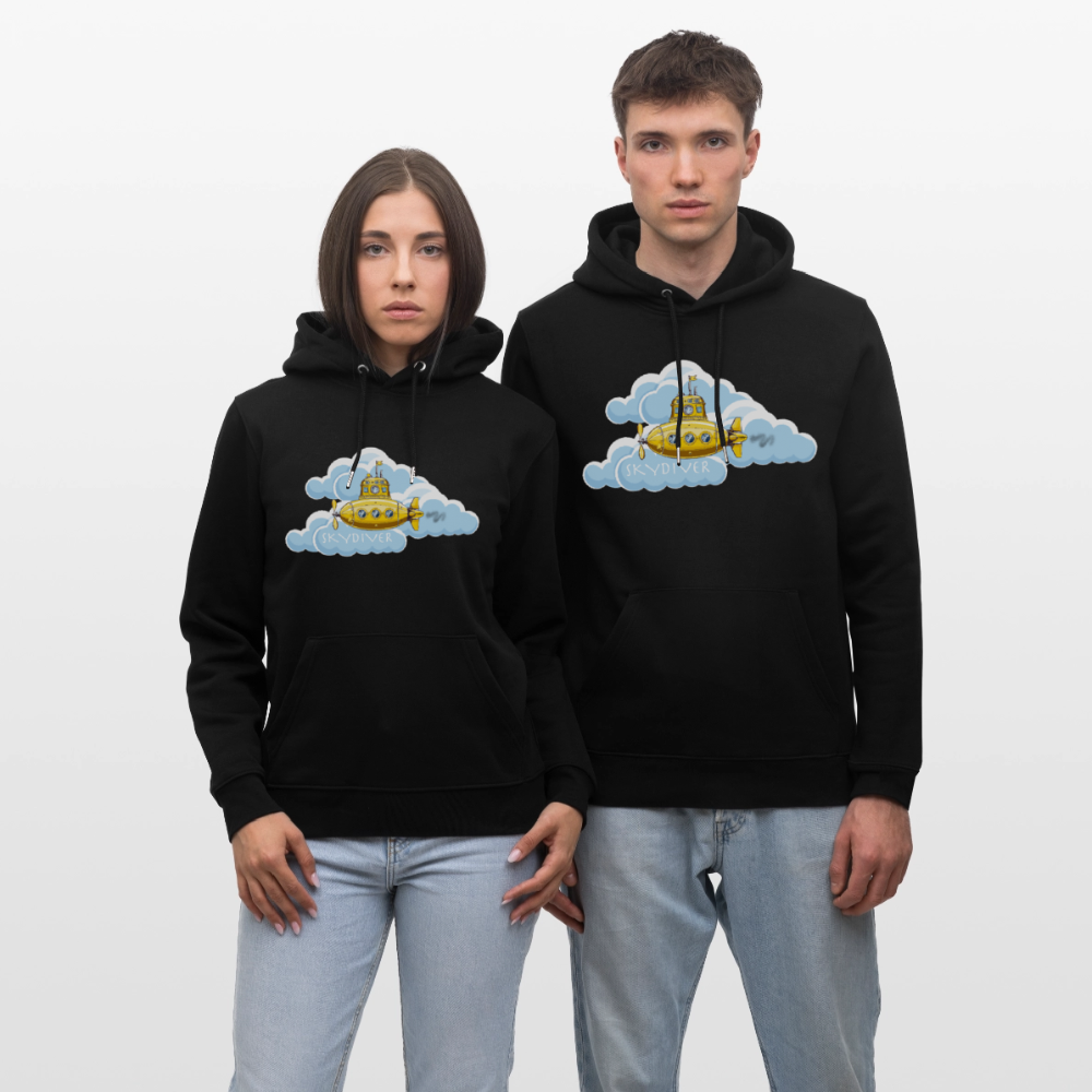 Unisex Bio-Hoodie mit SKYDIVER PRINT - Schwarz