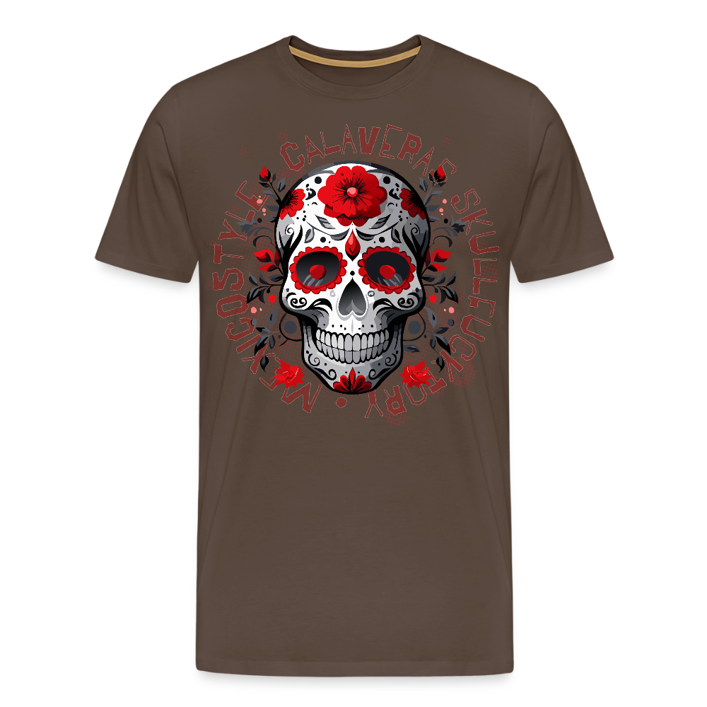 Männer Premium T-Shirt mit CALAVERAS SKULL PRINT - Edelbraun