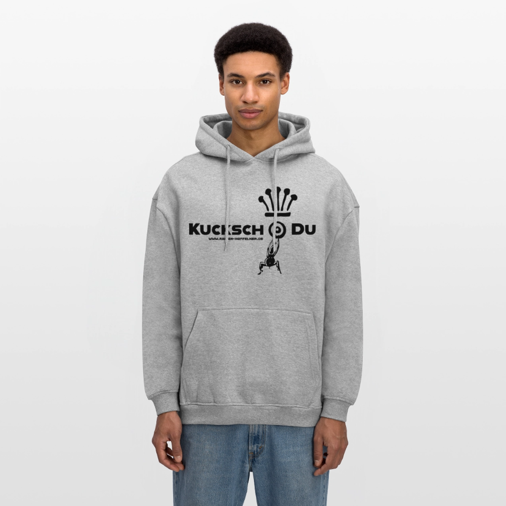 Oversized Unisex Hoodie mit KUCKSCH DU PRINT - Grau meliert